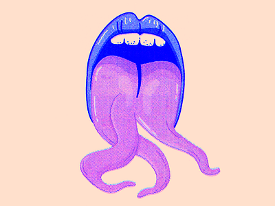 riso tongue book halftone illustration mouth print riso risograph teeth texture tongue