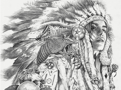 The Wild Feathers - Indian Illustration album cover detail illustration indian pencil the wild feathers