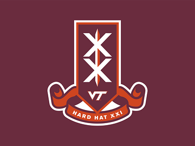 Hard Hat XXI badge banner crest football logo sports virginia tech