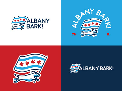 Albany Bark! animal chicago dog dog walking flag lines logo