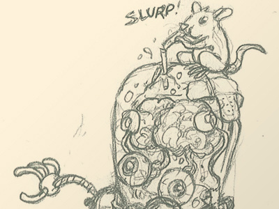 GROSS-BOT doodle brain eyeballs gross rat robot