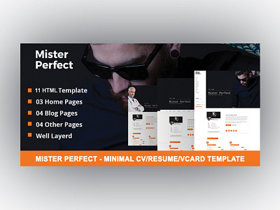 Mister Perfect - Minimal CV/Resume/vCard Template cv cv html cv template html template onepage onepage personal personal portfolio portfolio portfolio template responsive resume resume template
