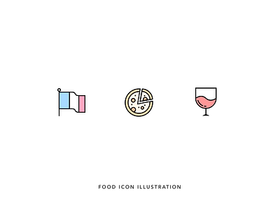 Quick illustration flag glass grid grid book icon illustration minimal icons outline icons pizza sketch wine