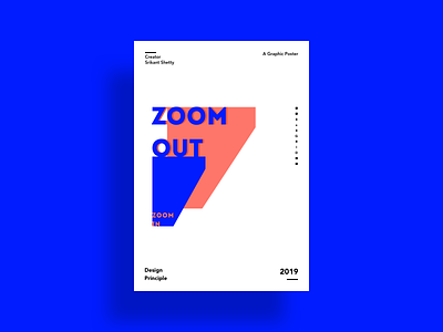 Zoom In Zoom Out Poster Design blue and white bold color design principle graphic graphic art graphic design illustration minimal modern poster poster art posterdesign sketch solid typography vector