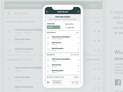 Mobile FamZoo Checklist - New Styling app check checkbox checklist mobile mobile app mobile app design task list task manager tasks to do list todo list typography ui user interface design