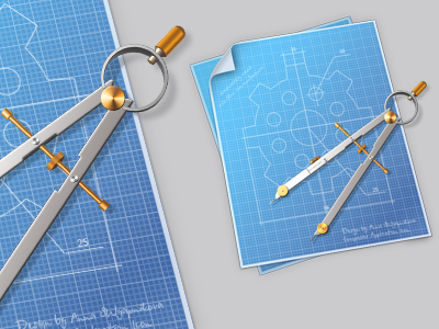 Compasses application icon blue blueprint compasses icon