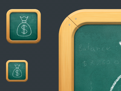 Pocket Budget application icon board chalk chalkboard iphone wood