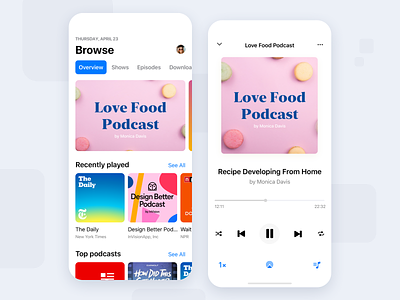 Podcast App app app design apple application cards clean coronavirus dashboad detail flat icon icons ios mobile music pantone podcast social startup stream