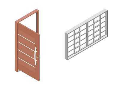 Isometric Illustrations construction door furniture isometric isometric illustration window