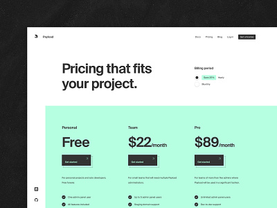 Announcing Free Forever plan - Payload CMS Pricing Page