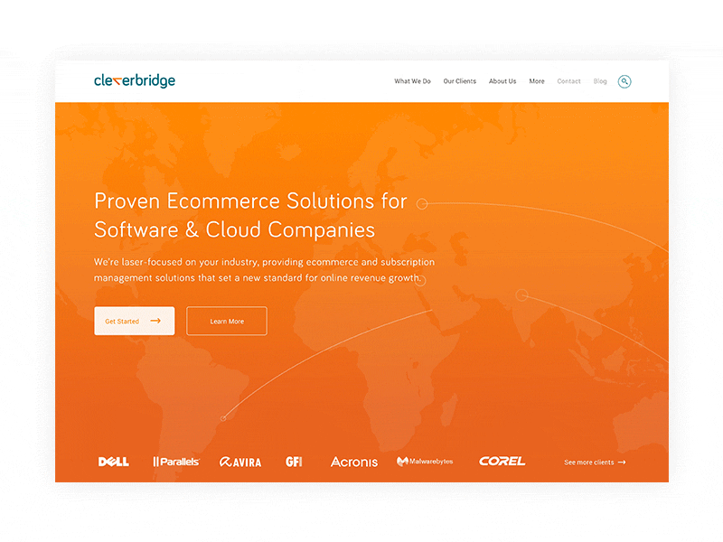 cleverbridge Homepage Update animation cleverbridge css3 ecommerce frontend homepage javascript orange subtle svg
