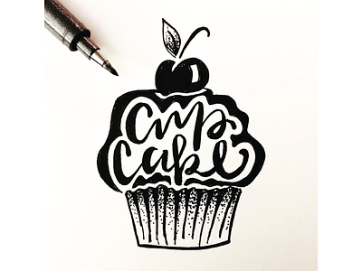 Cupcake brush pen hand lettering cupcake zebra pen