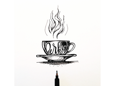 Perky calligraphy coffee handlettering stippling zebra zebra pen