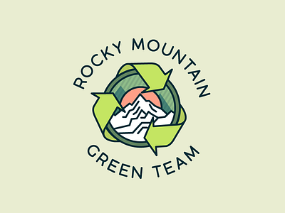 Rocky Mountain Green Team badge go green logo design recycle