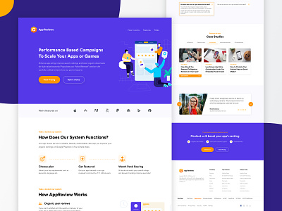 App Review - Landing Page branding clean creative flat home page illustration interface landing page layout minimal review reviews typography ui ux web design website