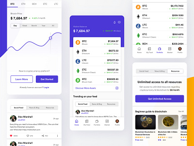 Cryptocurrency | Cross platform app interface bitcoin blockchain charts clean clean ui crypto wallet cryptocurrency dashboard ethereum exchange fintech flat graphs minimal mobile modern trade trading uiux watchlist