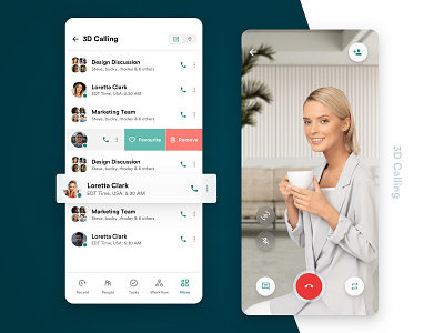 3D Calling feature for teams app design augmented reality call channels chat conference flat ios list minimal mobile project team ui ux video
