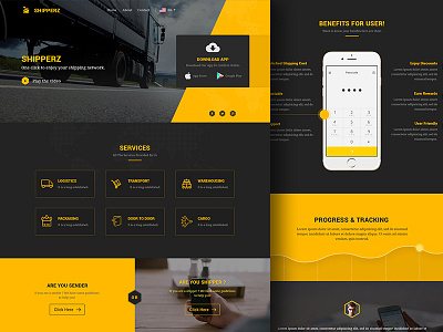 Shipping Website Concept Design delivery flat landing page logistic product shipping transport ui ux web design