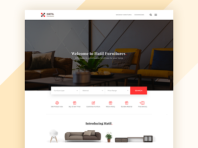 Hatil Website Redesign 360 app design form furniture landing page material minmal ui ux