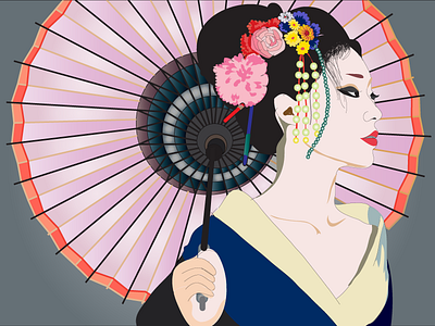 Japanese Girl art girl illustration illustrator japanese lady umbrella
