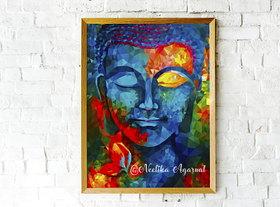 Low Poly Buddha buddha color coloring design face graphic illustration illustrator painting portrait poster vector vector illustration wall painting