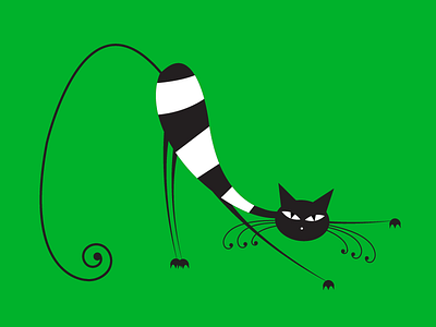 Cat2..a T shirt concept.. and black cat funny green logo stripe vector white