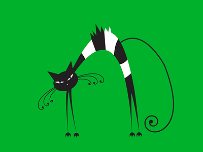 Cat 3...a T shirt concept... black black and white cat funny green stripe vector