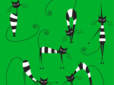 The cats black black and white cat funny green stripe vector