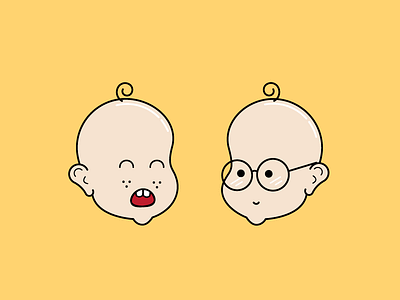 Twins.... baby cry cute hair illustration nerd teeth twins vector