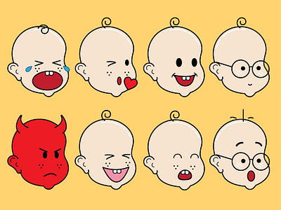 Baby Emotions baby boy emoticon emotion feeling illustration sticker vector