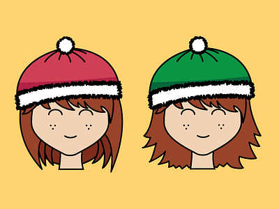 The other twins of the family.....Sisters. cap face girl hair illustration twins vector