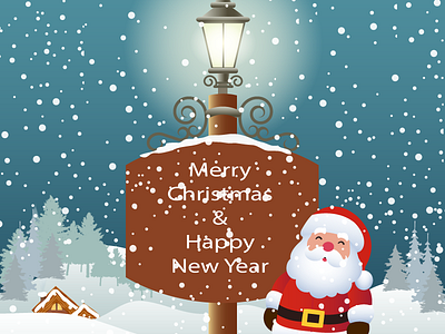 Christmas Card card christmas greeting illustration illustrio lamp santa snow vector