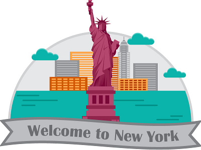 Statue of Liberty - New York flat illustration lady liberty new york statue torch usa vector
