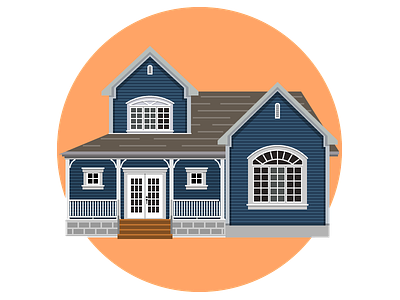 Another House blue cottage door flat home house illustration roof vector window