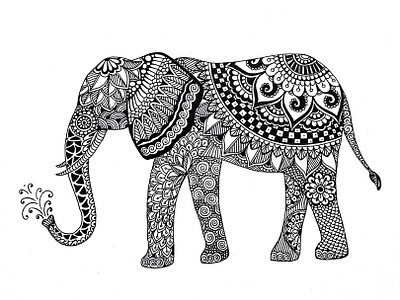 Elephant Zentangle by Neetika Agarwal on Dribbble