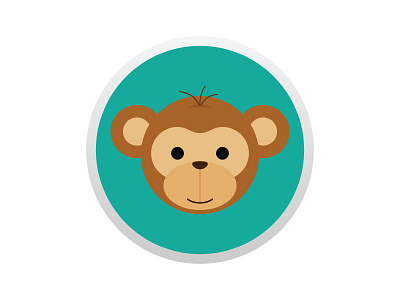 Monkey animal avatar circle cute emoticon flat monkey round