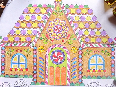 Gingerbread House adult color coloring colour etsy gingerbread house