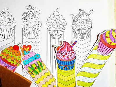 Cupcake Coloring Bookmarks