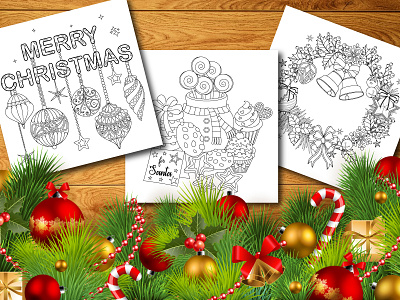 Christmas Coloring Pages adult coloring page black and white christmas etsy festival holiday joy shop