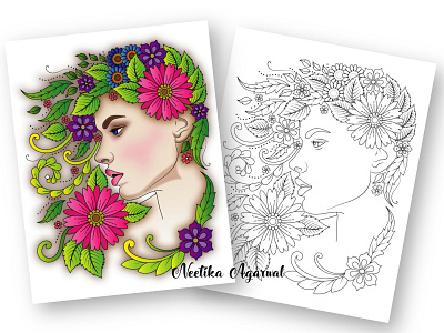 Floral Faces color face flower hair portrait pose profile side