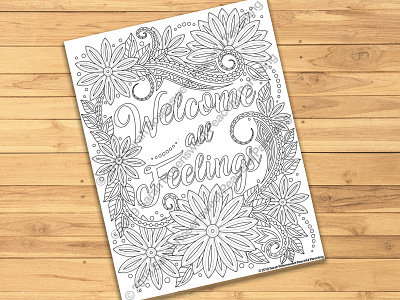 Coloring Page - Quotation blackandwhite coloring for adults doodle floral line art line drawing mandala qoute zen zentangle