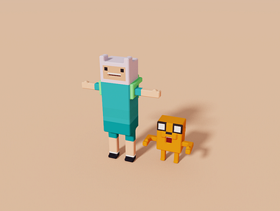Adventure Time - Finn & Jake Character blender blender3d cinema4d game assets illustration magicavoxel voxel voxel art voxelart voxels