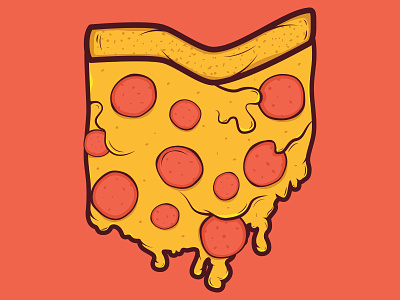 Ohio Pizza cheese food illustration melting ohio ohio pizza orange pep pepperoni pizza state yellow