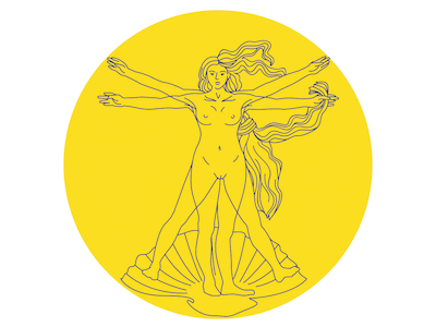 Vitruvian Woman ft. Botticelli botticelli female illustration line minimal modern vitruvian yellow