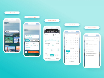 Travel & Booking App app book concept flights travel ui uiux mobile ios clean minimal