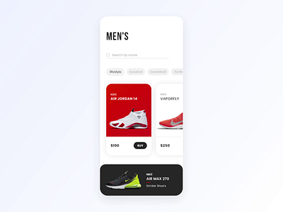 Nike Shoe App 2019 trends adobe xd clean concept interaction interaction design mobile app mobile ui motion ui ui ux design ui design white