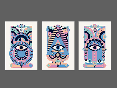 Third Eye Awakening Postcards eye graphic design pastel patterns postcard