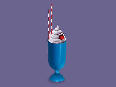 Milkshake 3d cream. drink glass milkshake nice summer