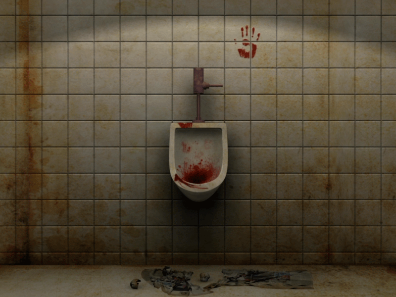 The Room 3d bathroom blood dirty. game hand horror