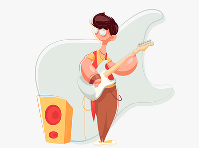 Guitar cartoon character character design drawing illustration